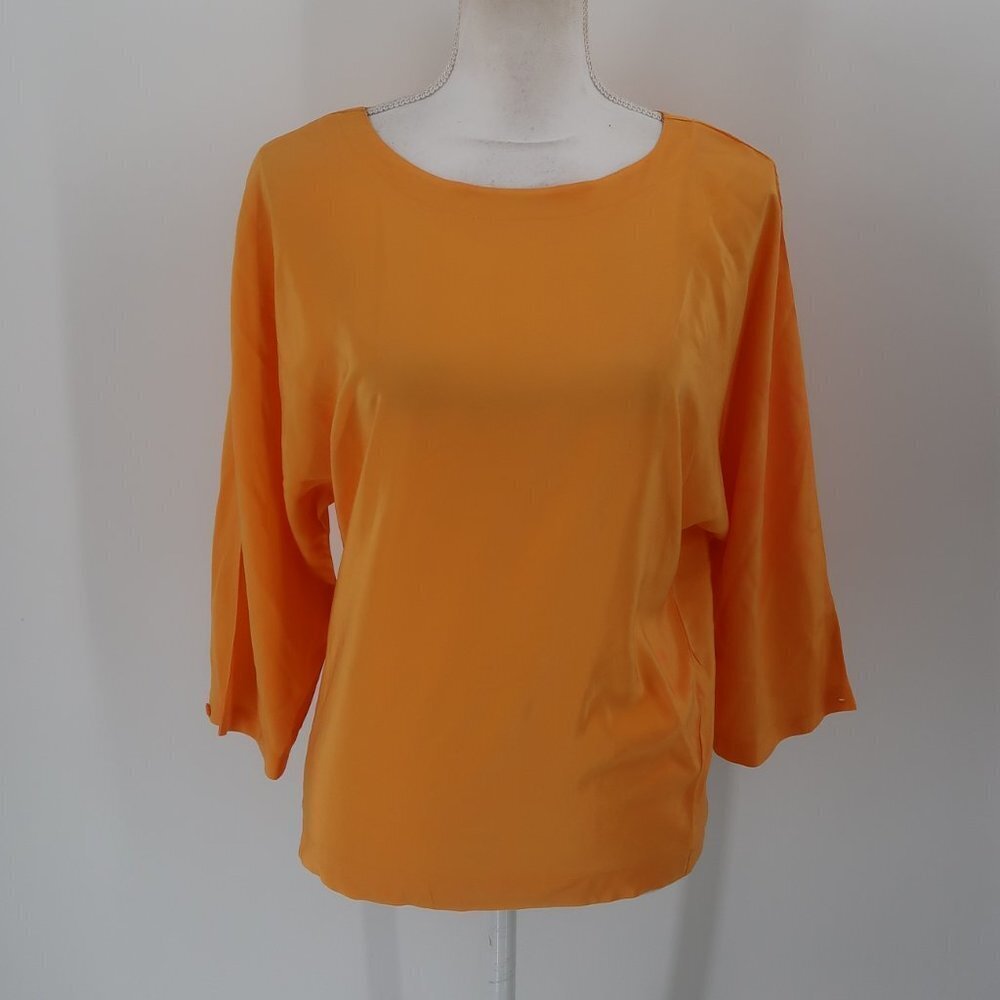 Sophisticates Women's 100% Silk Orange Short Sleeve Blouse Size Medium